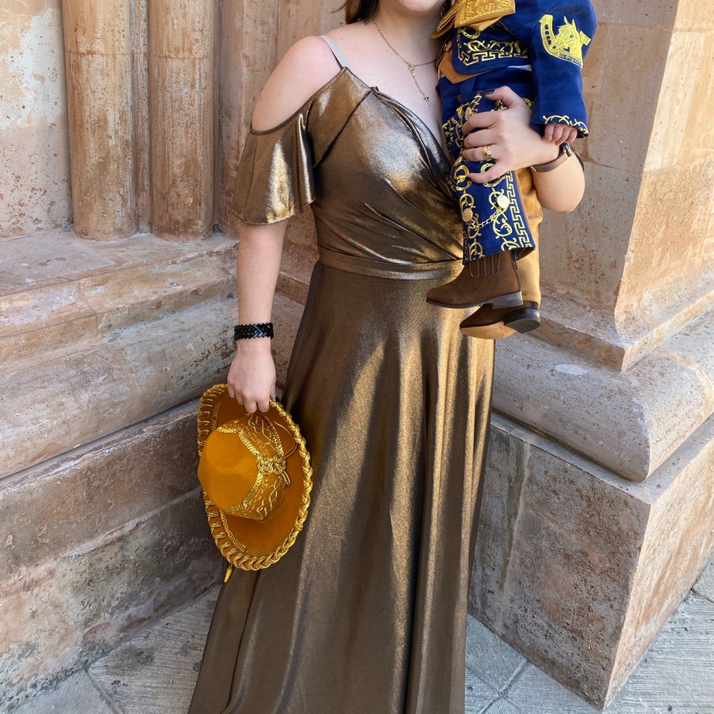 Gold Off-Shoulder Dress